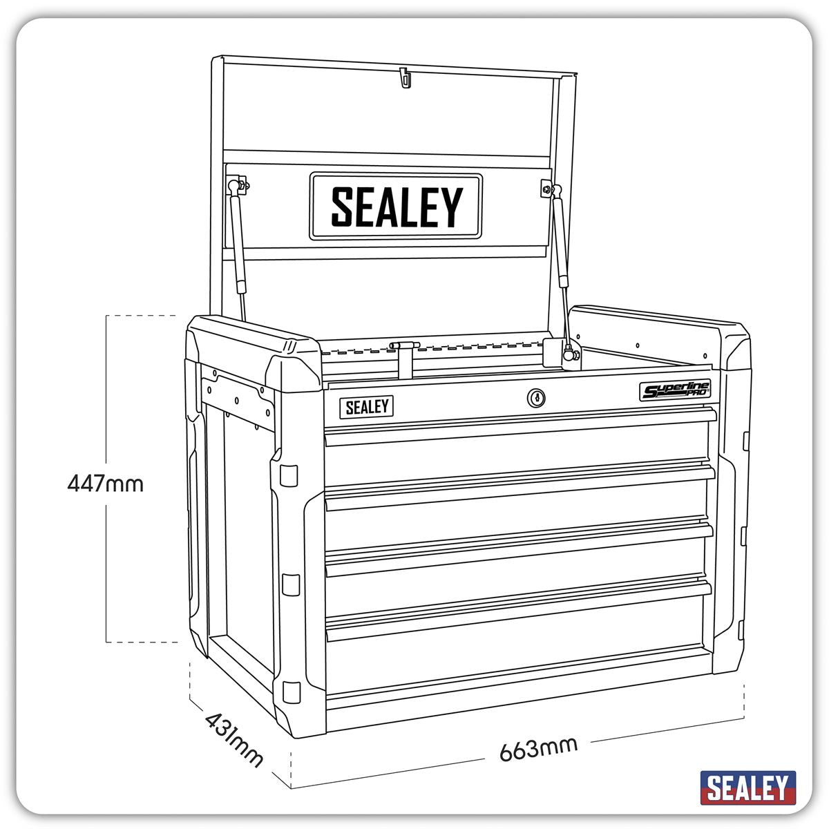 Sealey Topchest 4 Drawer with Ball-Bearing Slides AP3401