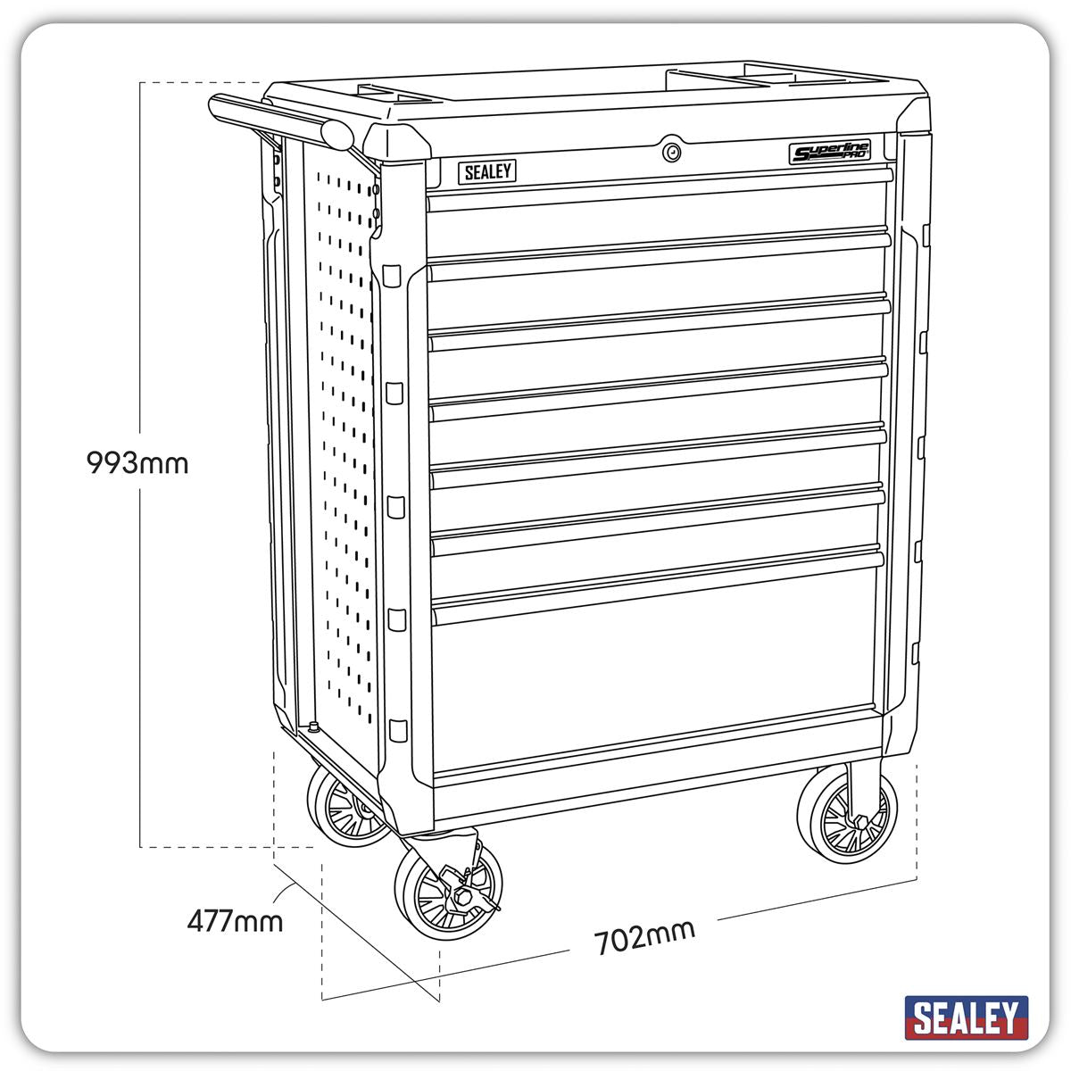 Sealey Rollcab 7 Drawer with Ball-Bearing Slides - Red AP3407