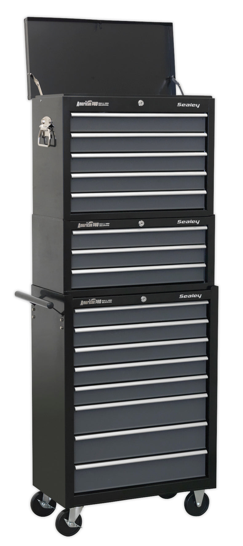 Sealey Tool Chest Combination 16 Drawer with Ball-Bearing Slides - Black/Grey AP35STACK