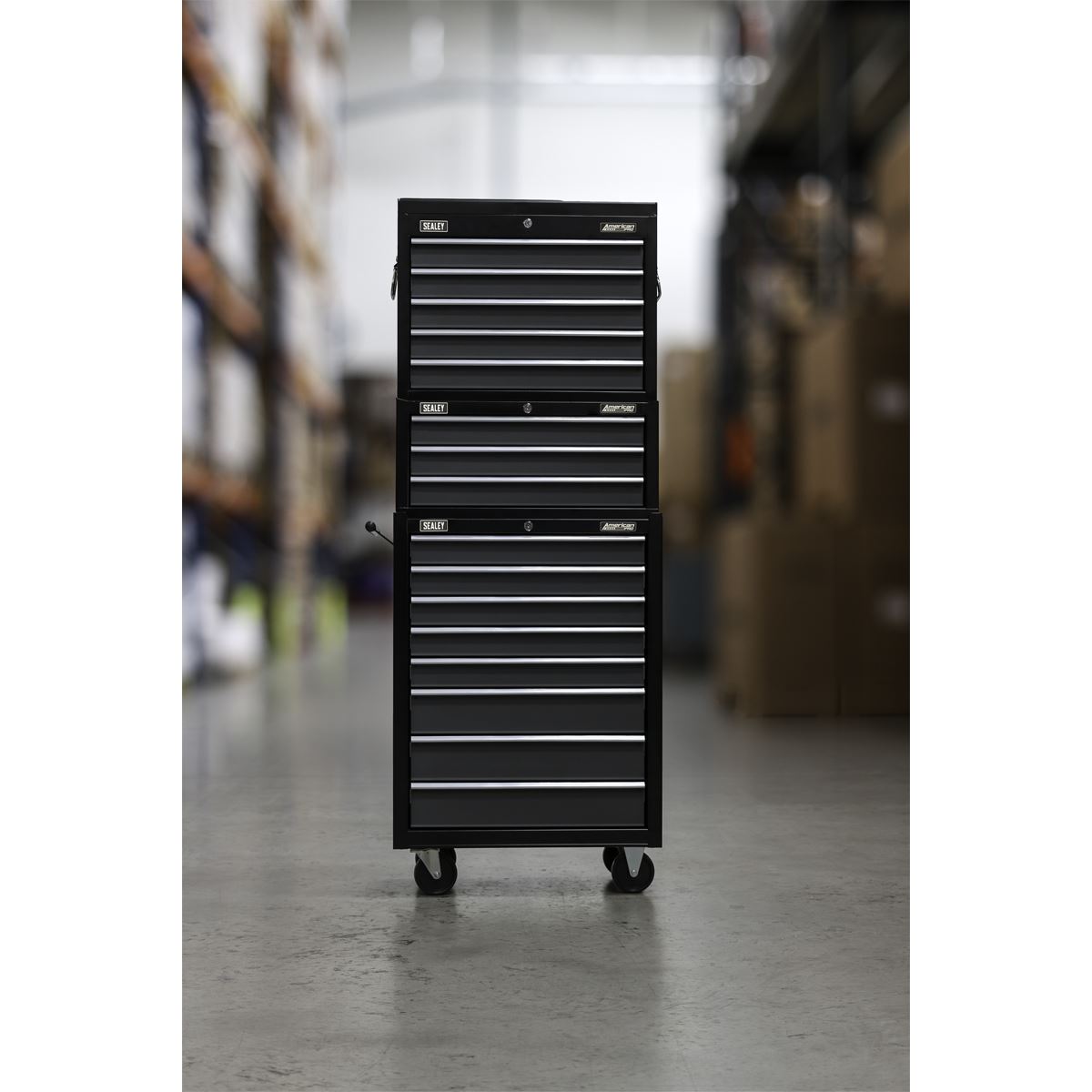 Sealey Tool Chest Combination 16 Drawer with Ball-Bearing Slides - Black/Grey AP35STACK