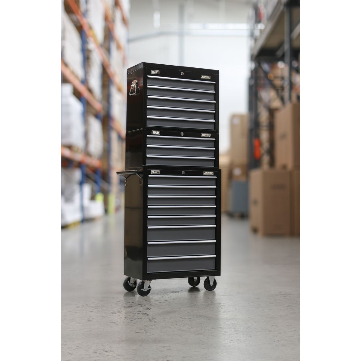 Sealey Tool Chest Combination 16 Drawer with Ball-Bearing Slides - Black/Grey AP35STACK