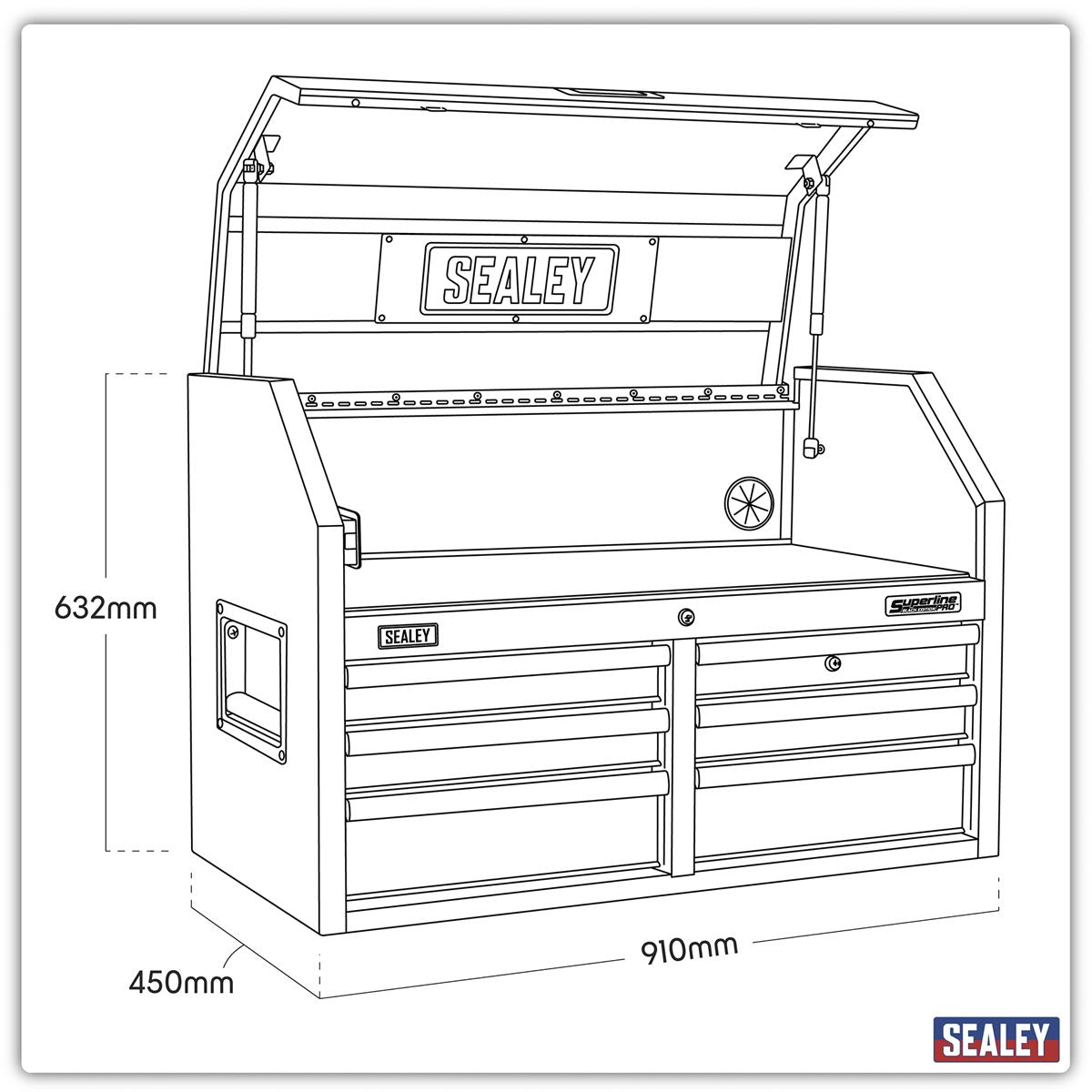Sealey Topchest 6 Drawer 910mm with Soft Close Drawers & Power Strip AP3607BE