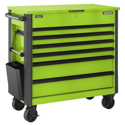 Sealey Green Tool Box Trolley 6 Drawer with Ball Bearing Slides AP366HV