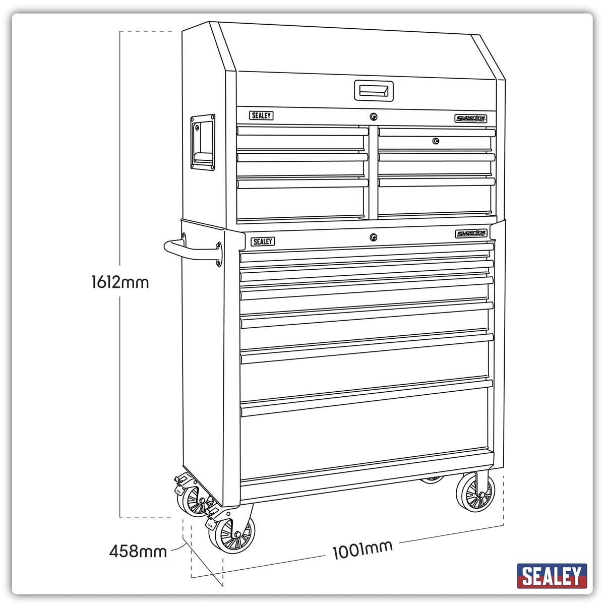 Sealey 12 Drawer Tool Chest Combination with Power Bar AP36BESTACK