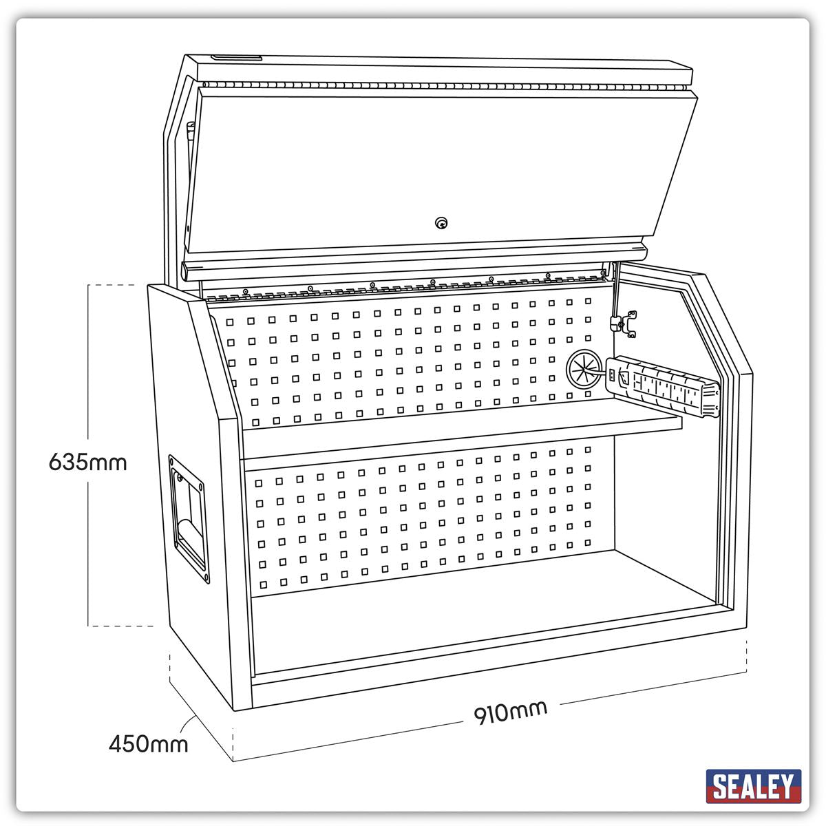 Sealey Toolbox Hutch 910mm with Power Strip AP36HBE