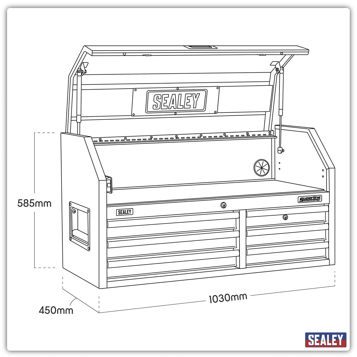 Sealey Topchest 6 Drawer 1030mm with Soft Close Drawers & Power Strip AP4106BE