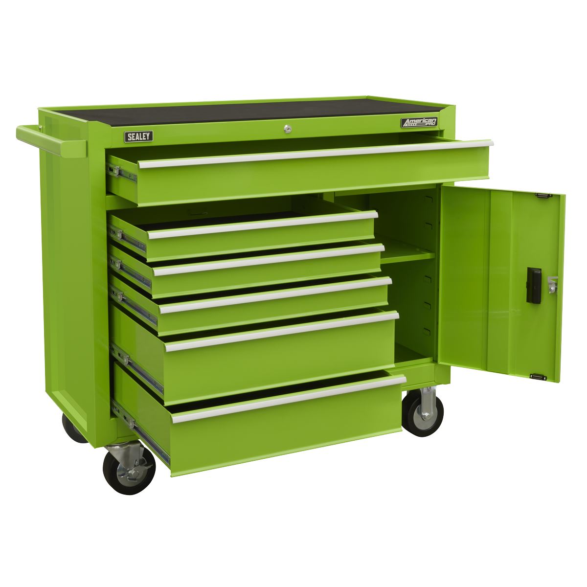Sealey Green Rollcab 6 Drawer with Ball Bearing Slides Four Keys AP4106HV