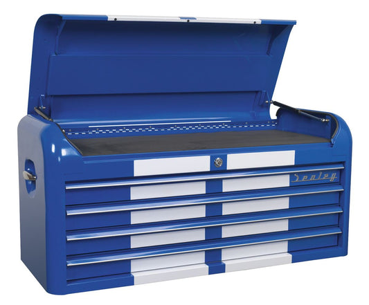 Sealey Topchest 4 Drawer Wide Retro Style - Blue with White Stripes AP41104BWS
