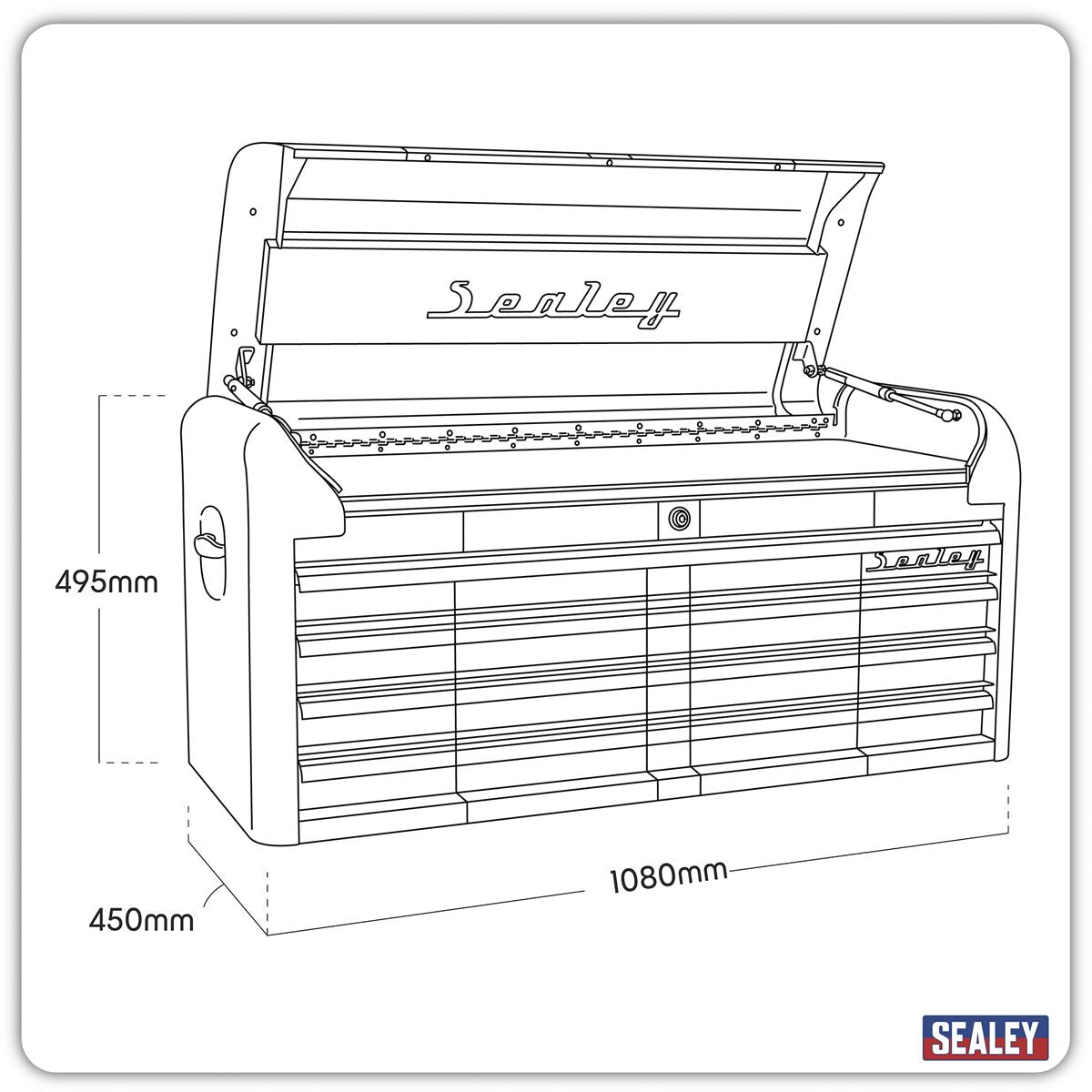 Sealey Topchest 4 Drawer Wide Retro Style - Blue with White Stripes AP41104BWS