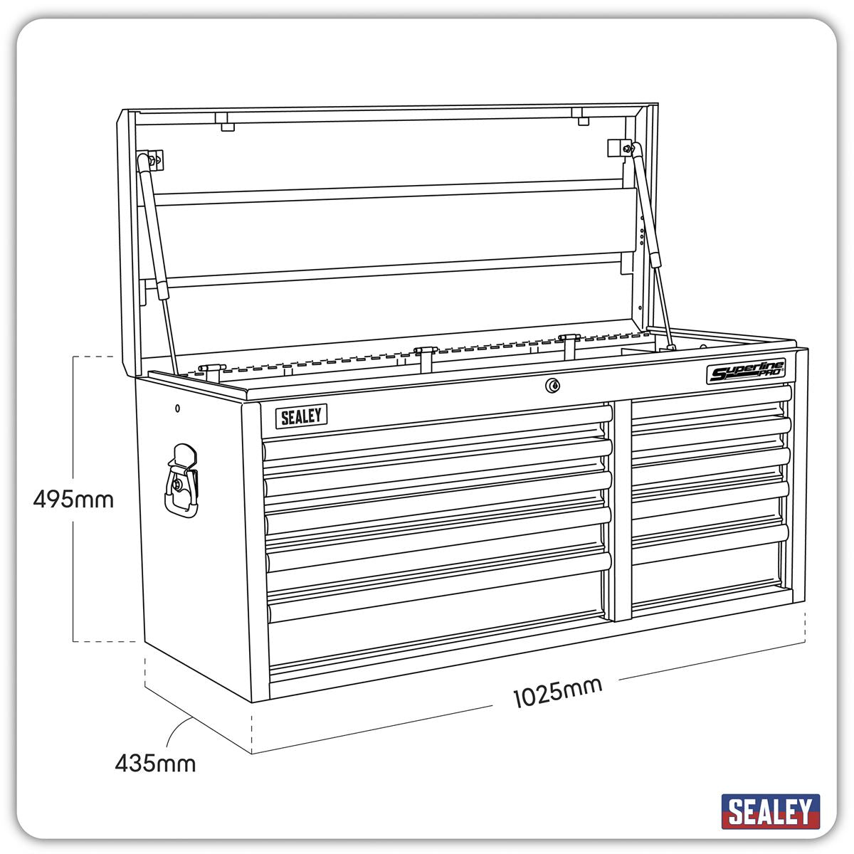 Sealey Topchest 10 Drawer with Ball-Bearing Slides Heavy-Duty - Black AP41110B