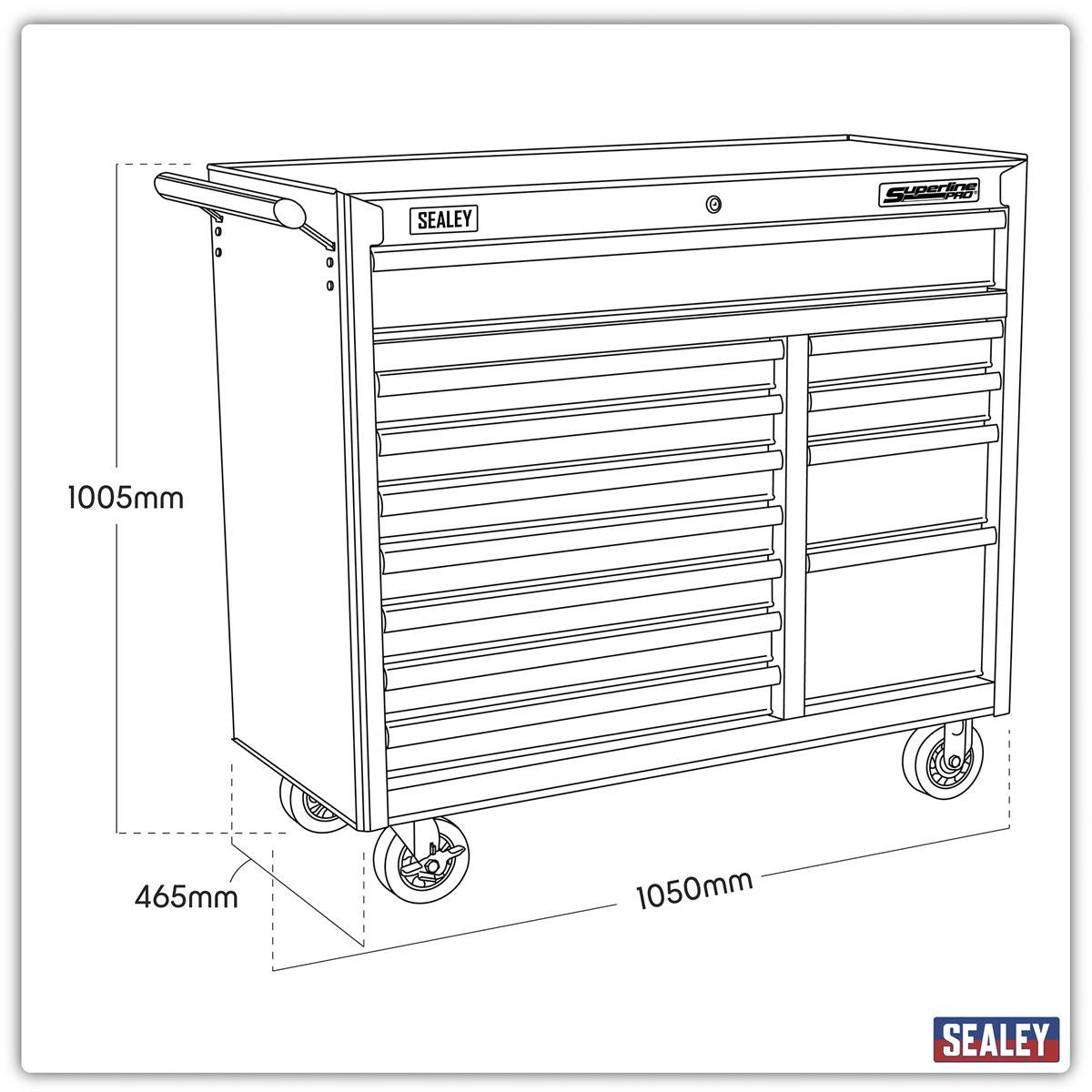 Sealey Rollcab 12 Drawer with Ball-Bearing Slides Heavy-Duty - Red AP41120