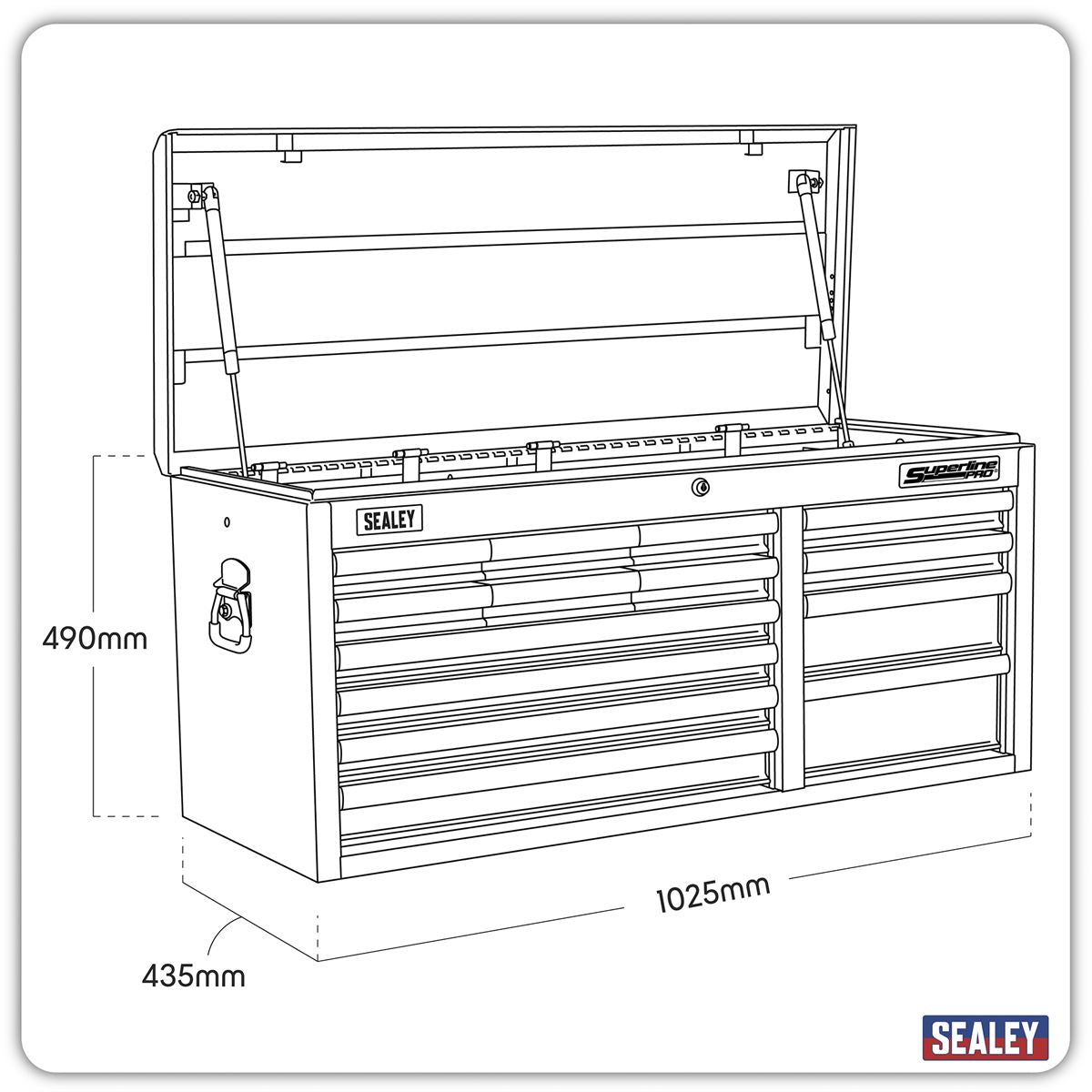 Sealey Topchest 14 Drawer with Ball-Bearing Slides Heavy-Duty - Black AP41149B