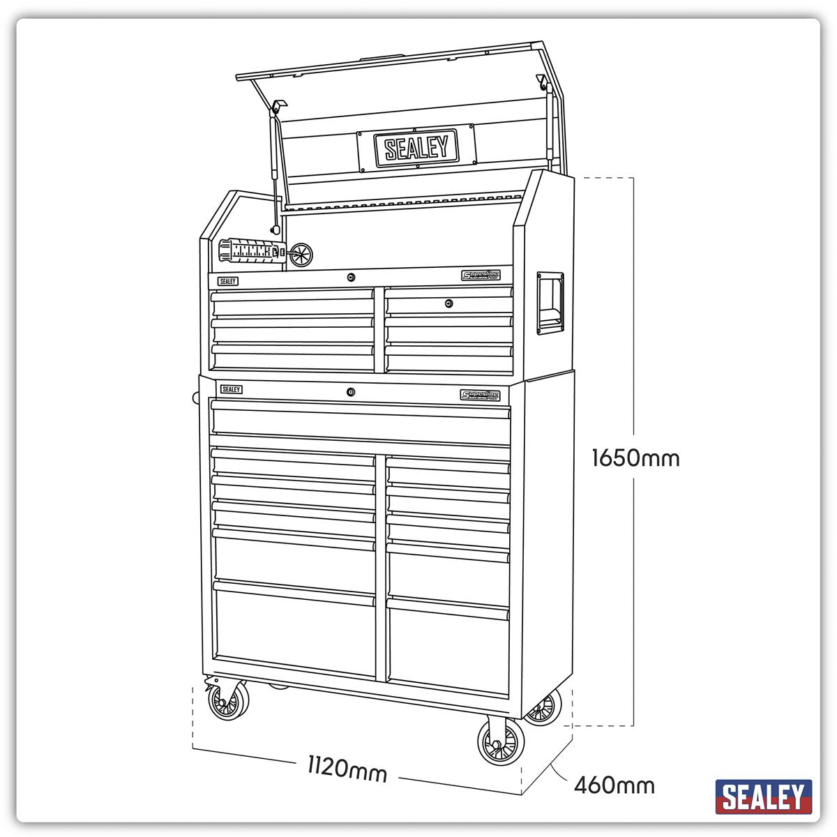 Sealey Tool Chest 17 Drawer Combination Soft Close Drawers with Power Strip AP41BESTACK