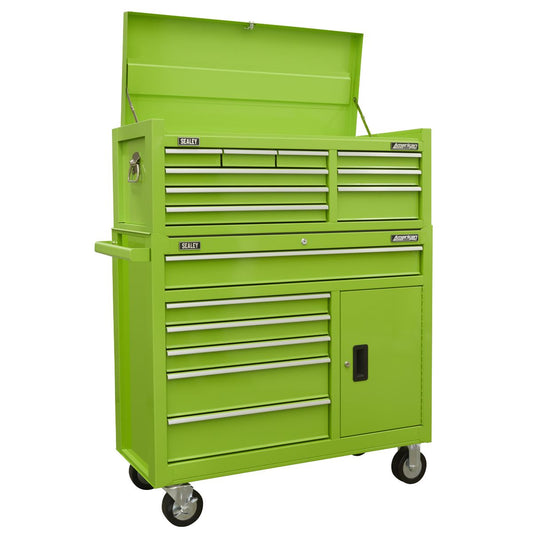 Sealey Green Toolbox Combination 15 Drawer With Ball Bearing Slides AP41STACKHV