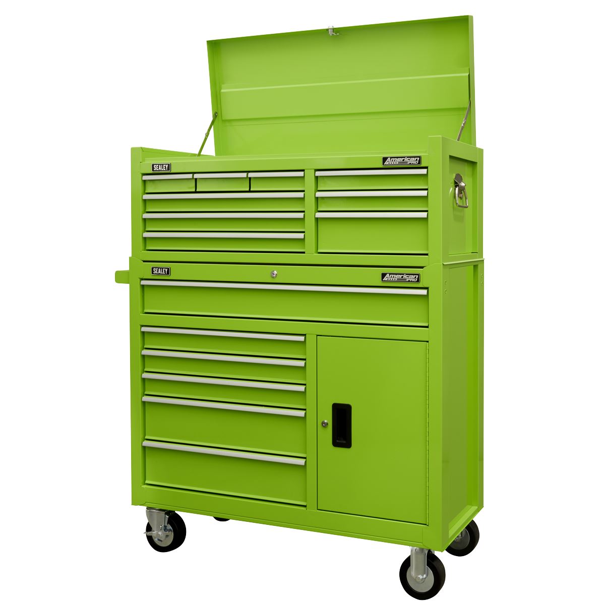 Sealey Green Toolbox Combination 15 Drawer With Ball Bearing Slides AP41STACKHV