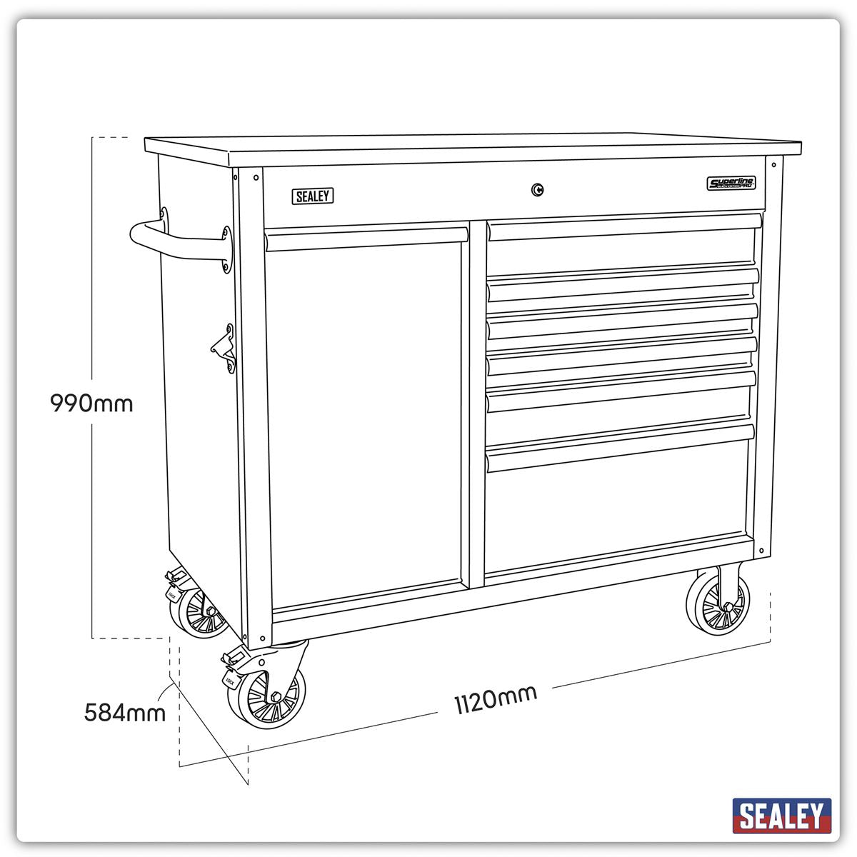 Sealey Mobile Tool Cabinet 1120mm with Power Tool Charging Drawer AP4206BE