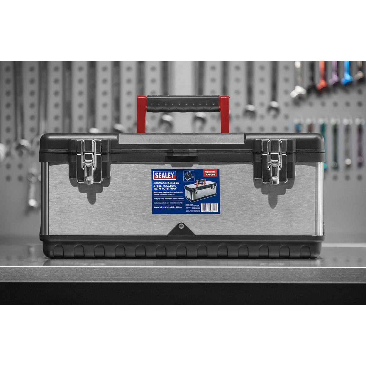 Sealey Stainless Steel Toolbox 505mm with Tote Tray AP505S