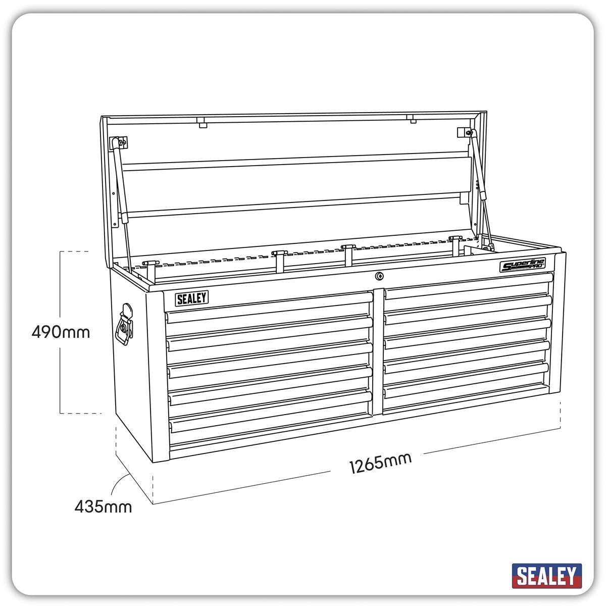 Sealey Topchest 10 Drawer with Ball-Bearing Slides - Black AP5210TB