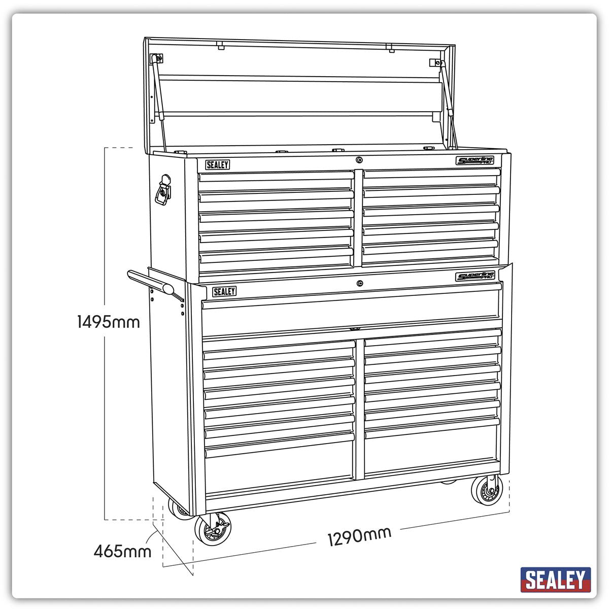 Sealey Tool Chest Combination 23 Drawer with Ball-Bearing Slides - Red AP52COMBO1