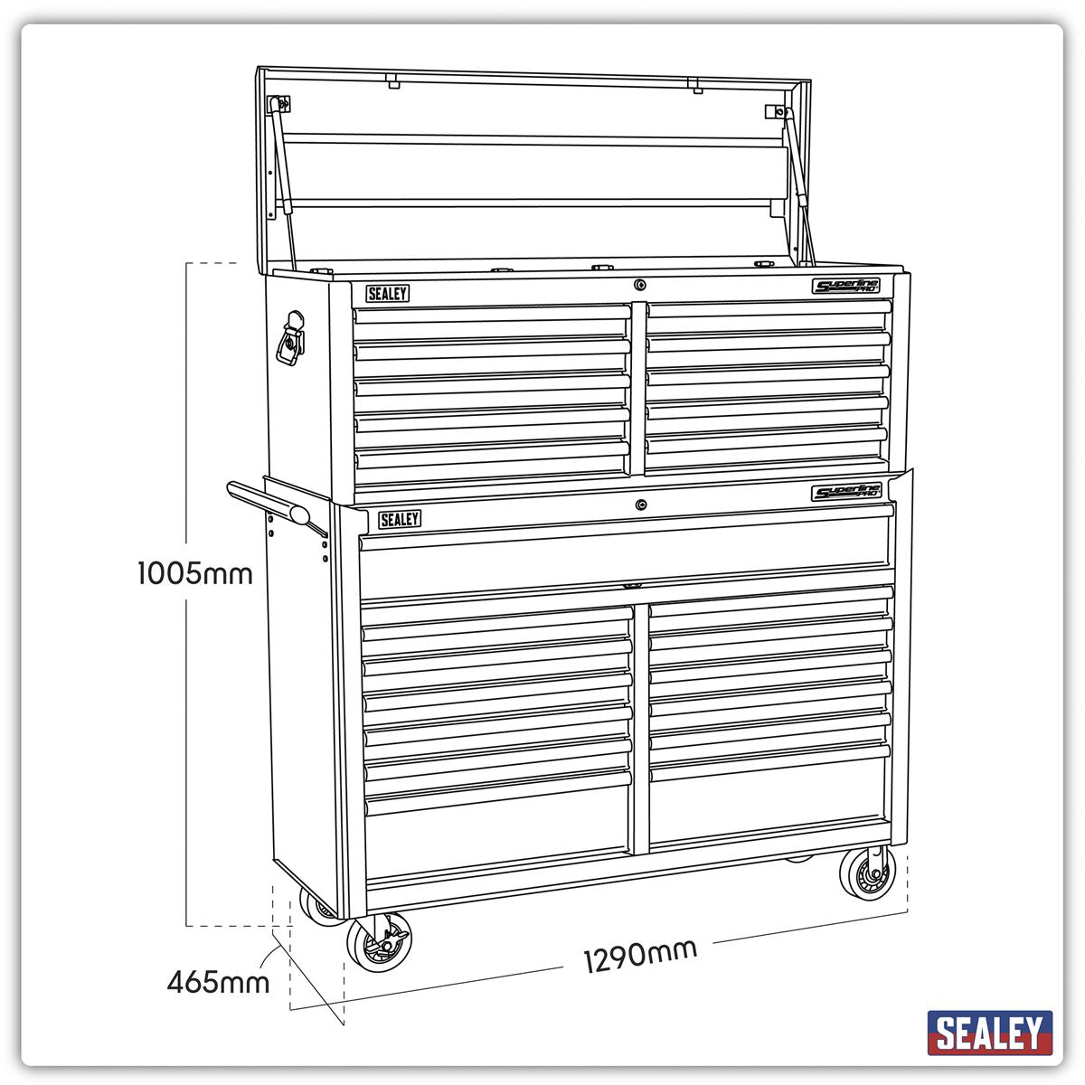 Sealey Tool Chest Combination 23 Drawer with Ball-Bearing Slides - Black AP52COMBO2