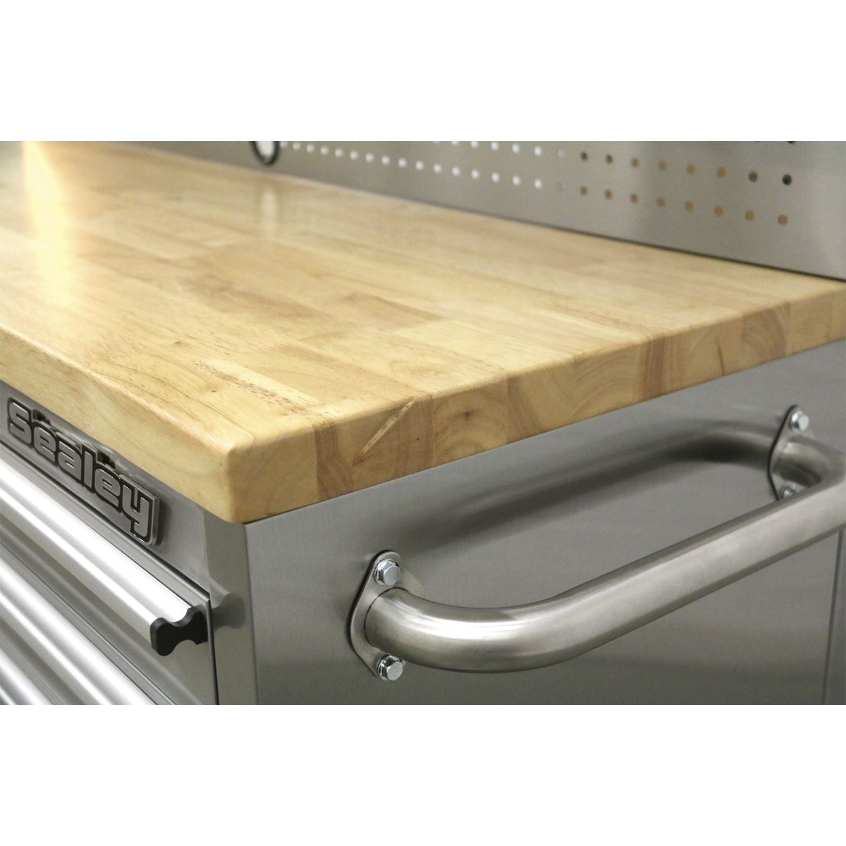 Sealey Mobile Stainless Steel Tool Cabinet 10 Drawer with Backboard & 2 Wall Cupboards AP5520SS