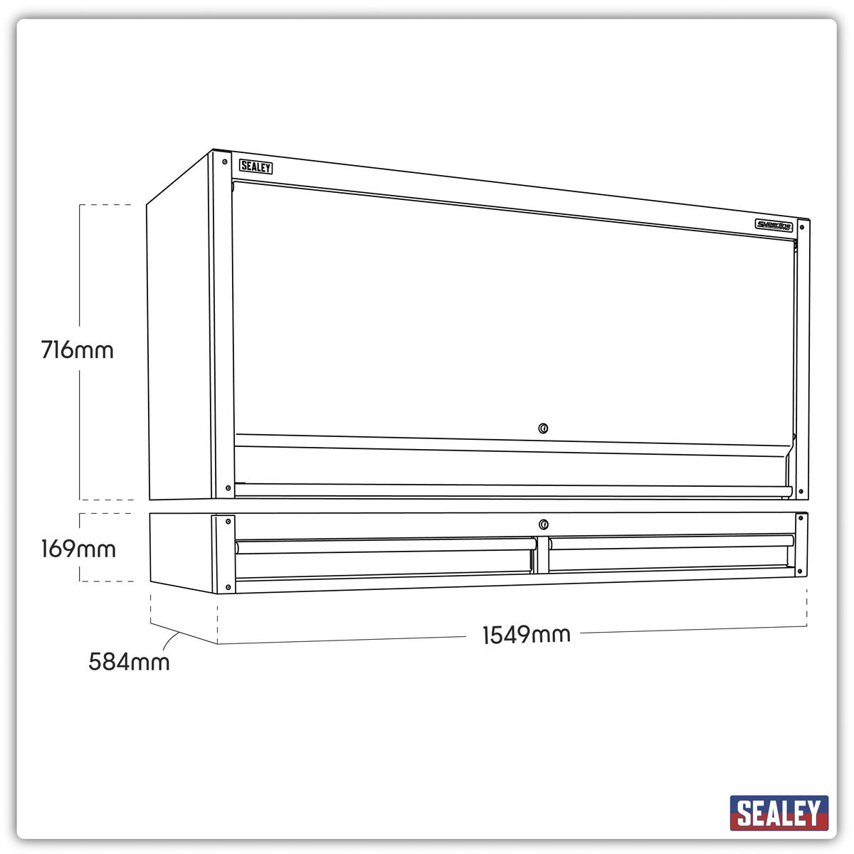 Sealey Top Hutch & 2 Drawer Riser 1549mm AP6103BE