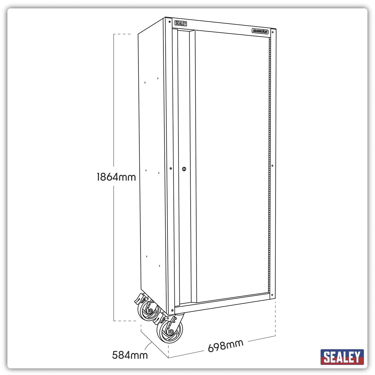 Sealey Side Locker with Castors 1864mm AP6104BE