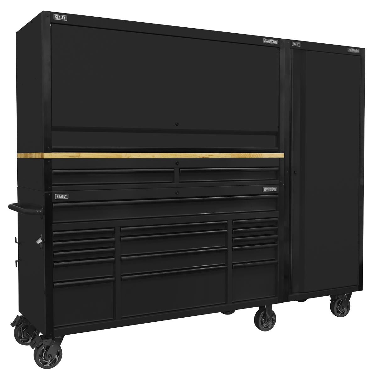 Sealey Black Trolley Worktop Hutch 2 Drawer Riser Locker 1549mm AP6215BECOMBO2