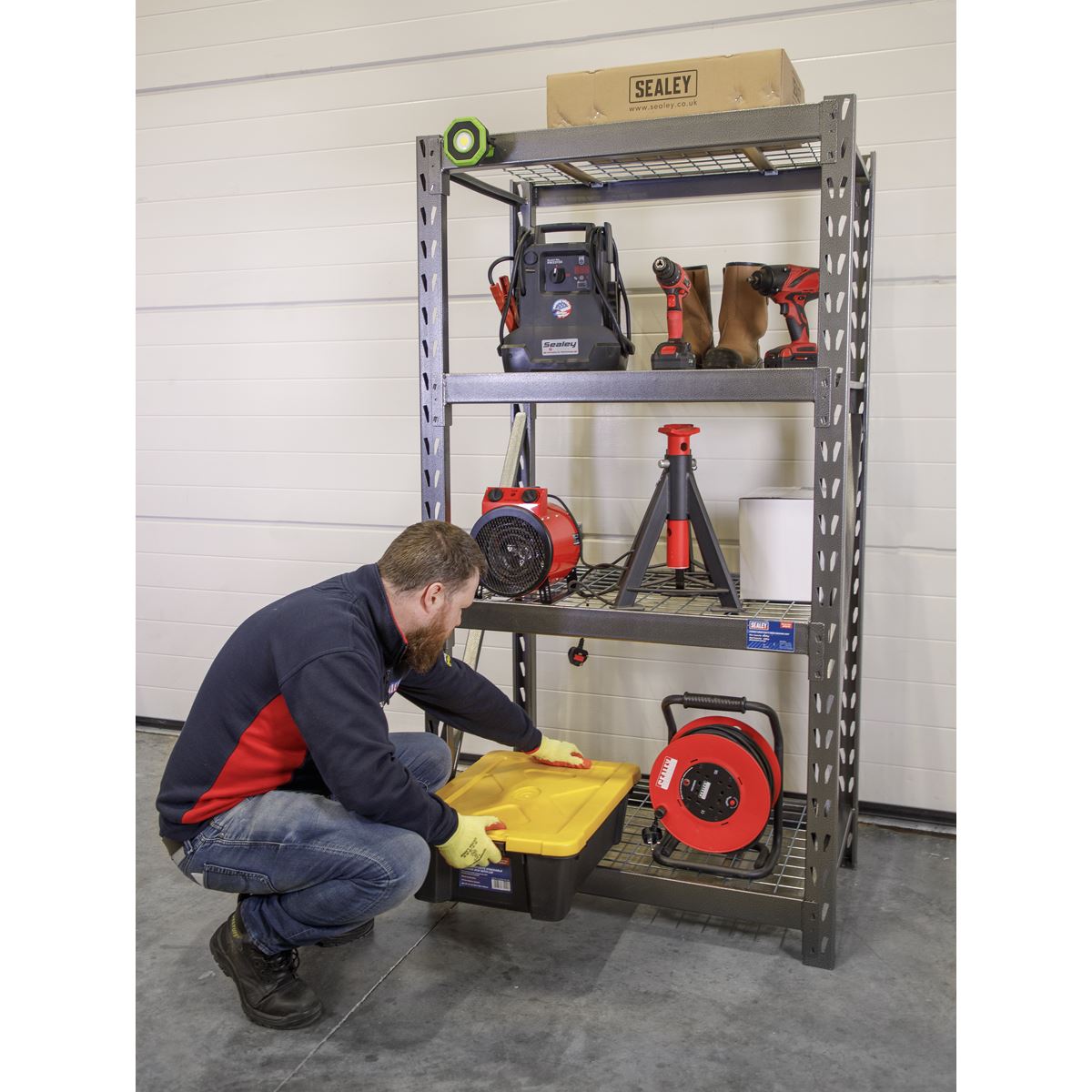 Sealey Heavy-Duty Racking Unit with 4 Mesh Shelves 640kg Capacity Per Level 978mm AP6372