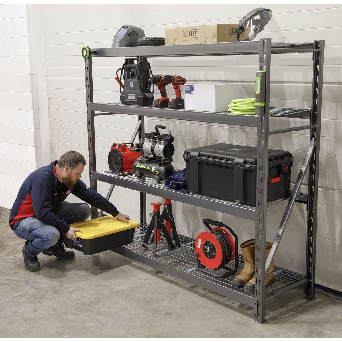 Sealey Heavy-Duty Racking Unit with 4 Mesh Shelves 640kg Capacity Per Level 1956mm AP6572