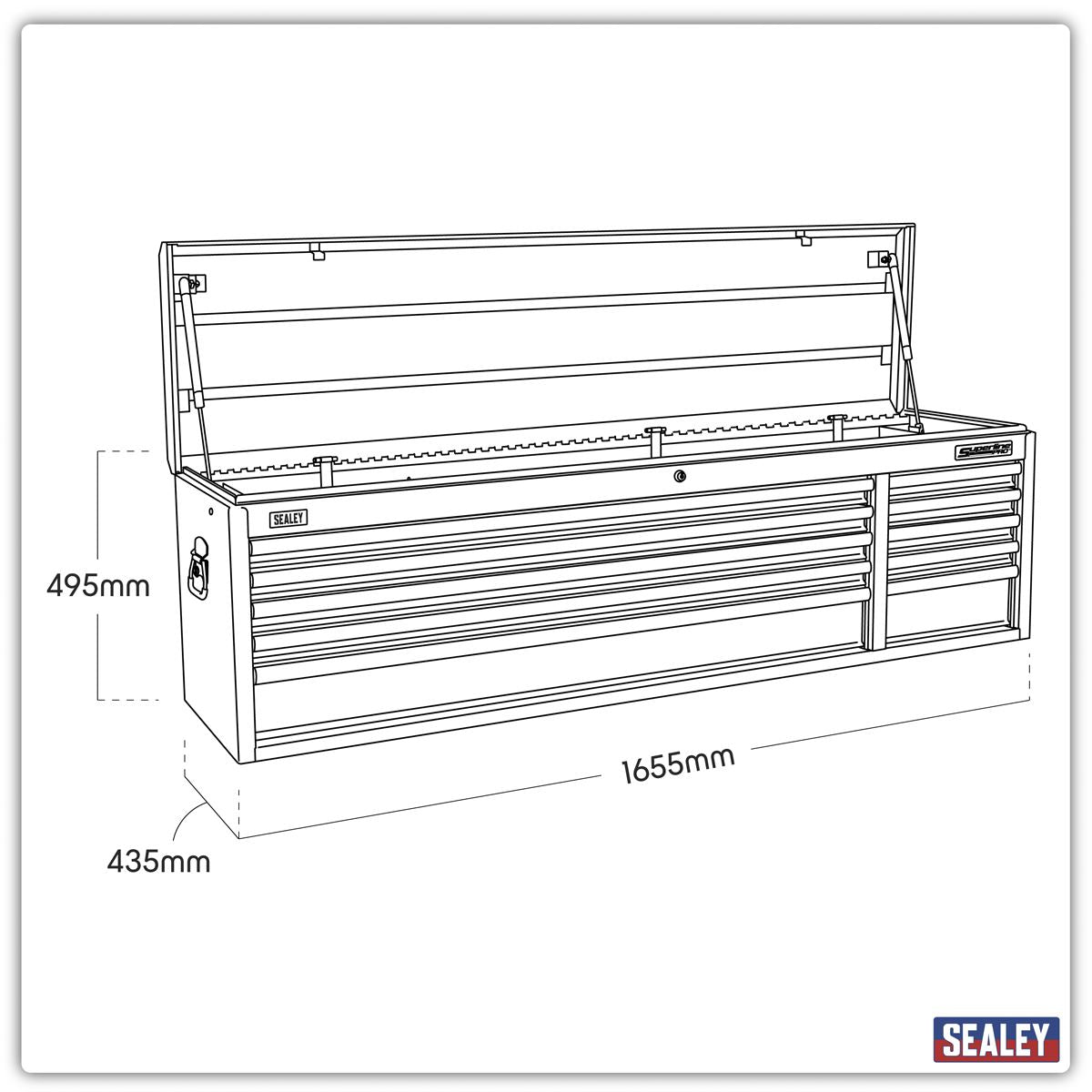 Sealey Topchest 10 Drawer with Ball-Bearing Slides Heavy-Duty - Red AP6610