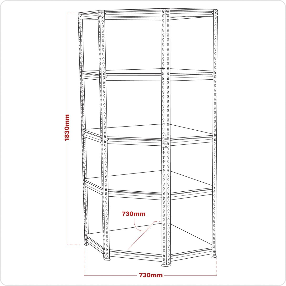 Sealey Corner Racking Unit 5 Level 150kg Capacity Per Level AP7150C