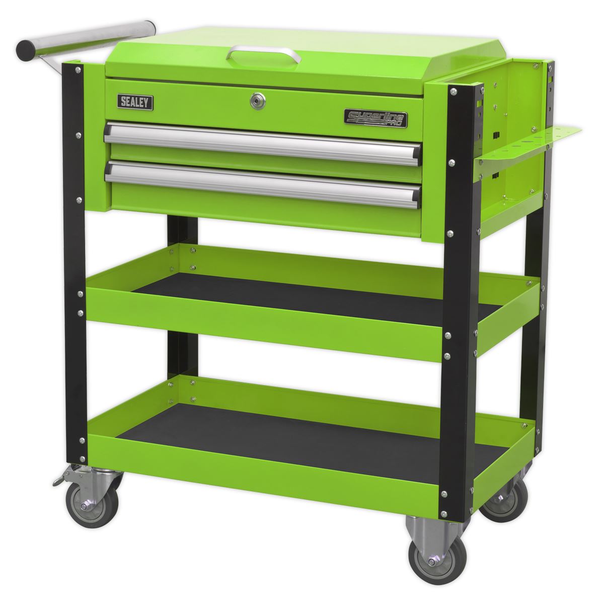 Sealey Heavy-Duty Mobile Tool & Parts Trolley 2 Drawers & Lockable Top - Green AP760MHV