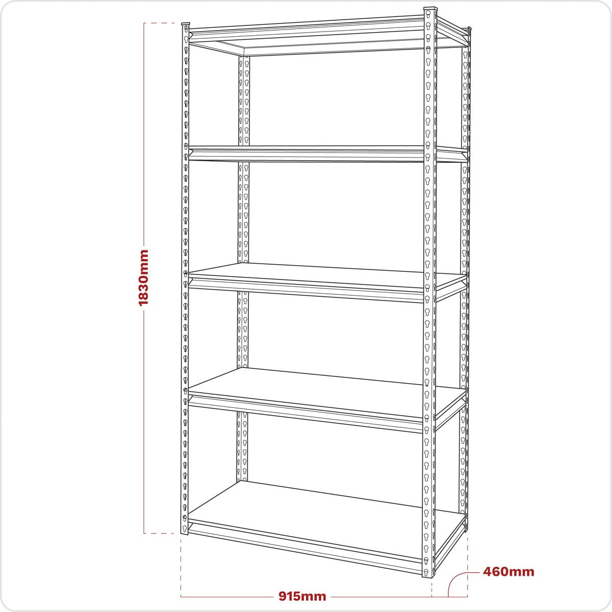 Sealey Racking Unit with 5 Shelves 340kg Capacity Per Level AP900R