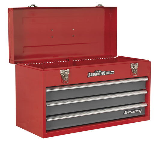 Sealey Tool Chest 3 Drawer Portable with Ball-Bearing Slides - Red/Grey AP9243BB