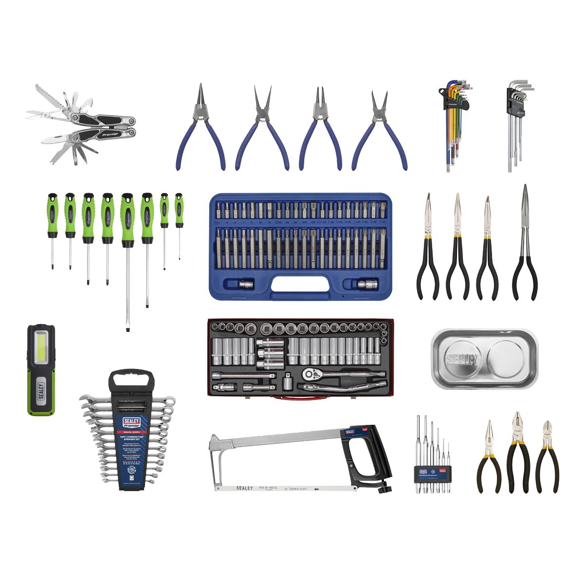 Sealey Topchest & Rollcab Combination 15 Drawer with Ball-Bearing Slides - Black & 148pc Tool Kit APCOMBOBBTK58