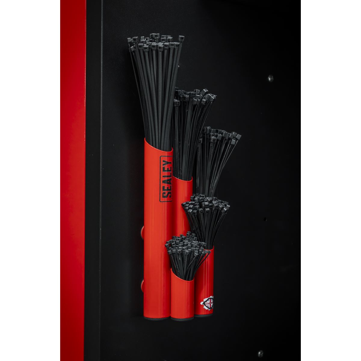 Sealey Large Magnetic Cable Tie Holder Red With 500 Cable Ties APCTHRXL