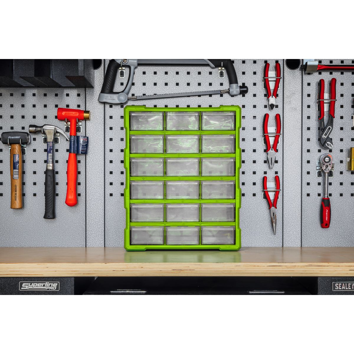 Sealey Cabinet Box 18 Drawer - Green/Black APDC18HV