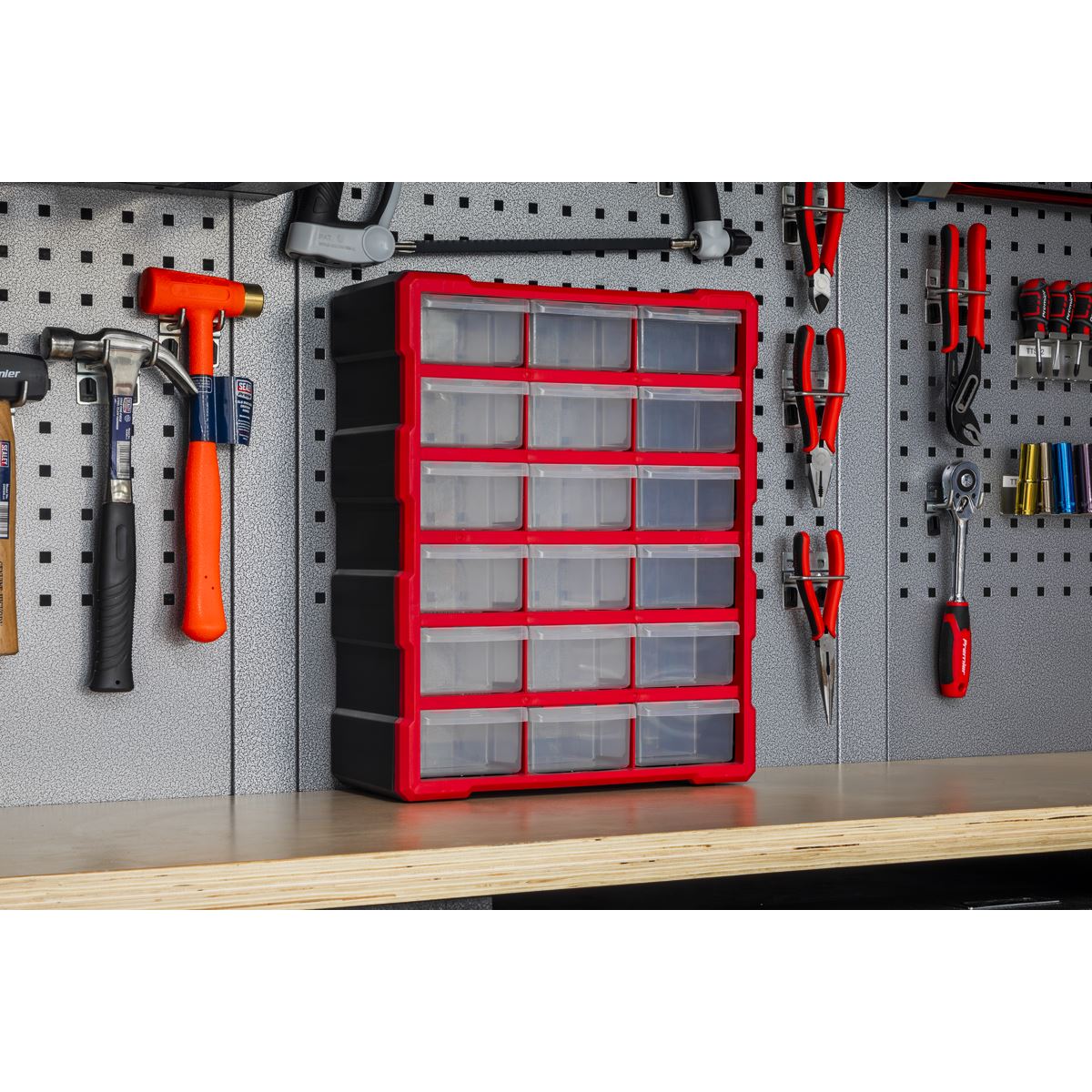 Sealey Cabinet Box 18 Drawer - Red/Black APDC18R