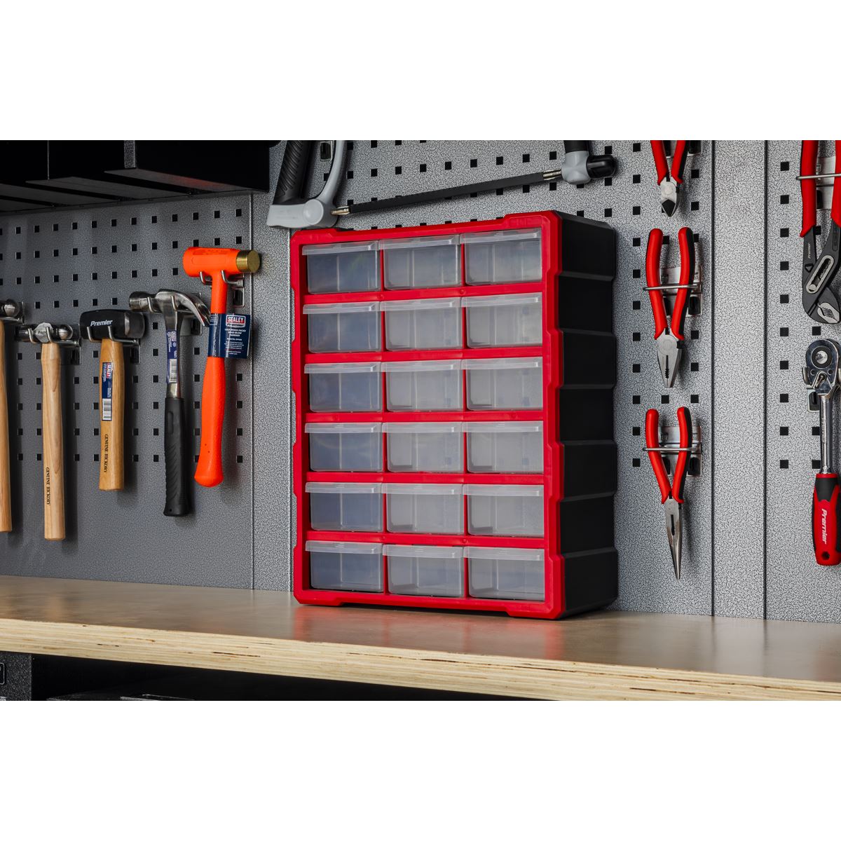 Sealey Cabinet Box 18 Drawer - Red/Black APDC18R