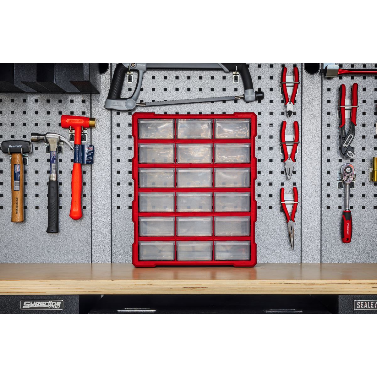Sealey Cabinet Box 18 Drawer - Red/Black APDC18R