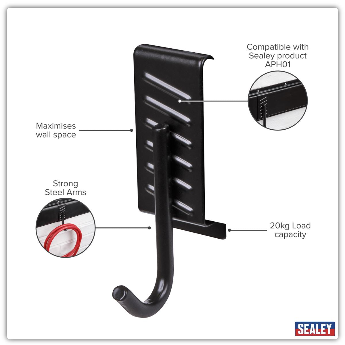 Sealey Storage Hook Single J Prong APH10