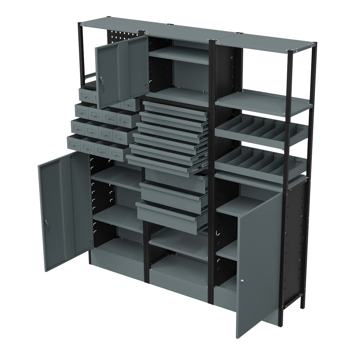 Sealey Modular Racking System Combo 1.74m Shelfs Drawers & Cupboards APMRSTACK1