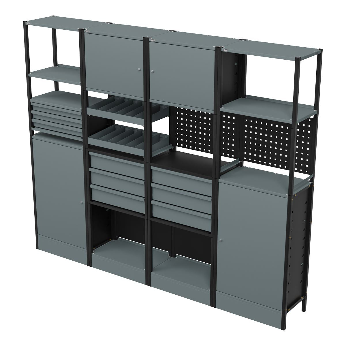 Sealey Modular Racking System Combo 2.32m Shelfs Drawers & Cupboards APMRSTACK2