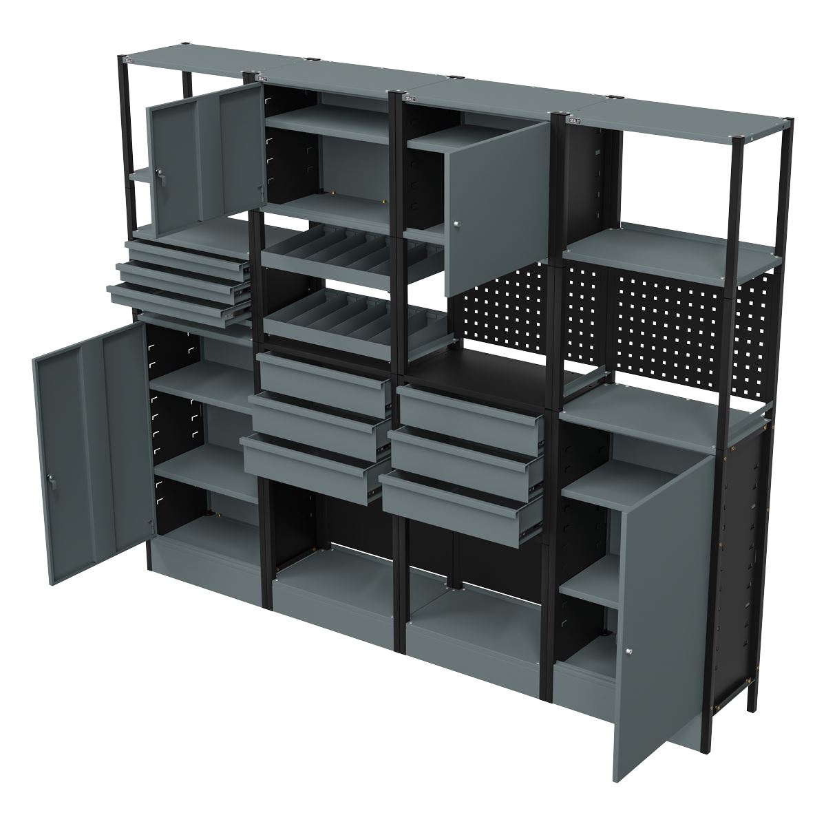 Sealey Modular Racking System Combo 2.32m Shelfs Drawers & Cupboards APMRSTACK2