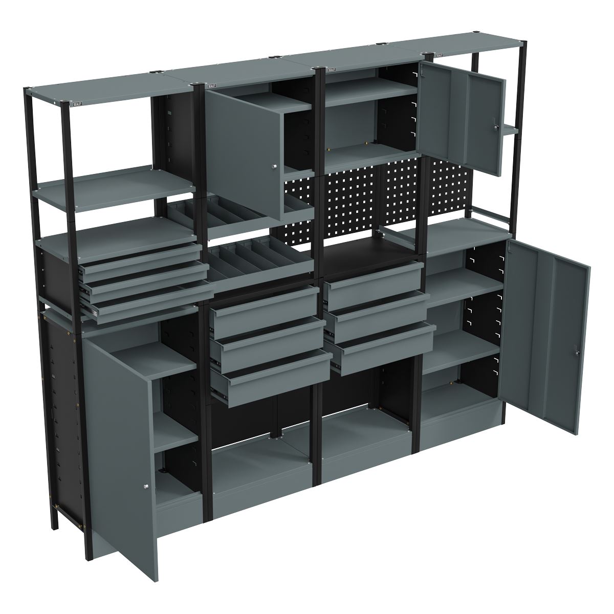 Sealey Modular Racking System Combo 2.32m Shelfs Drawers & Cupboards APMRSTACK2