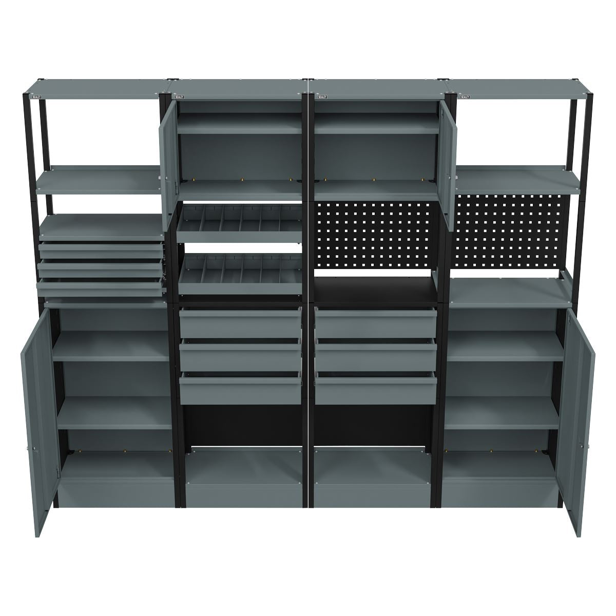 Sealey Modular Racking System Combo 2.32m Shelfs Drawers & Cupboards APMRSTACK2