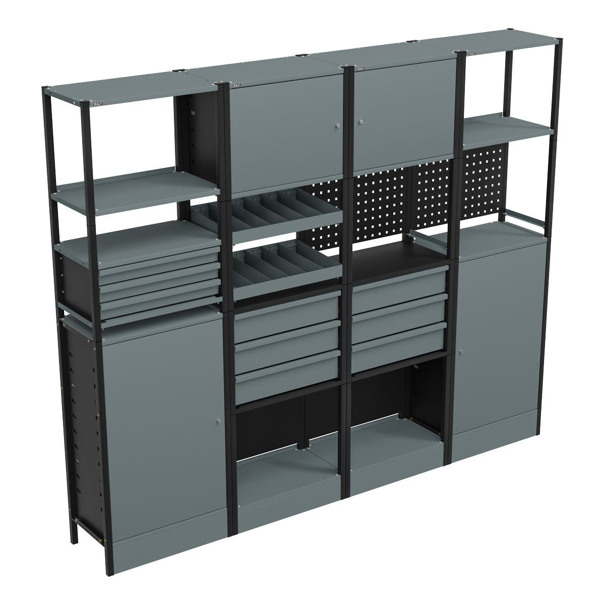 Sealey Modular Racking System Combo 2.32m Shelfs Drawers & Cupboards APMRSTACK2