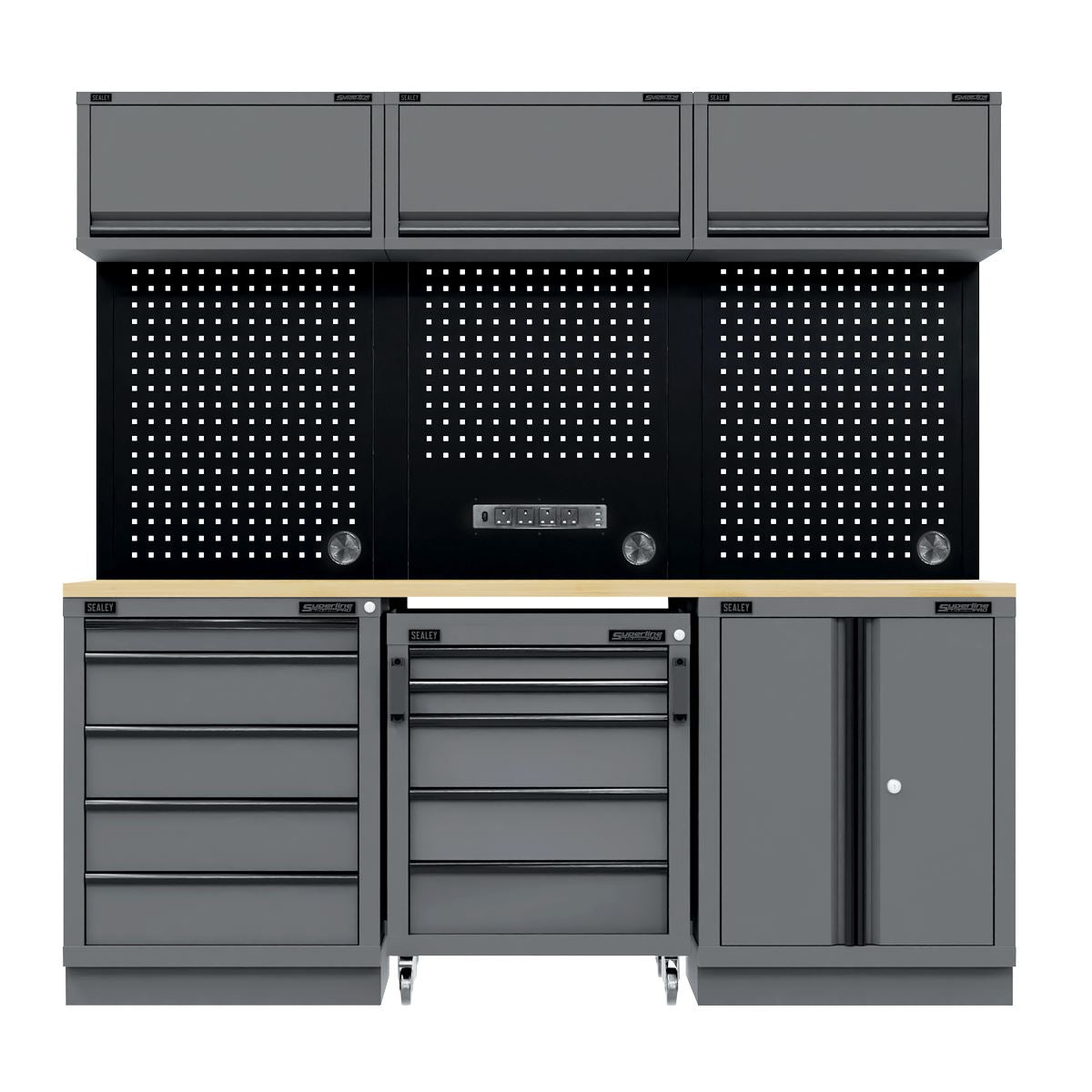 Sealey Superline Black Storage System Rubber Wood Worktop 2.04m APMSBESTACK03W