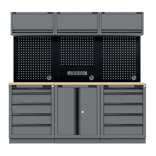 Sealey Black Edition Storage System & Rubber Wood Worktop 2.04m APMSBESTACK04WW